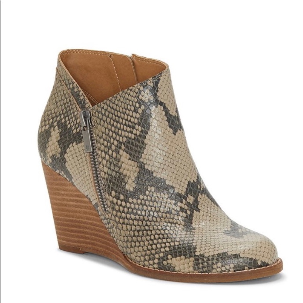 Lucky Brand Yewani Snake Print Wedge Booties